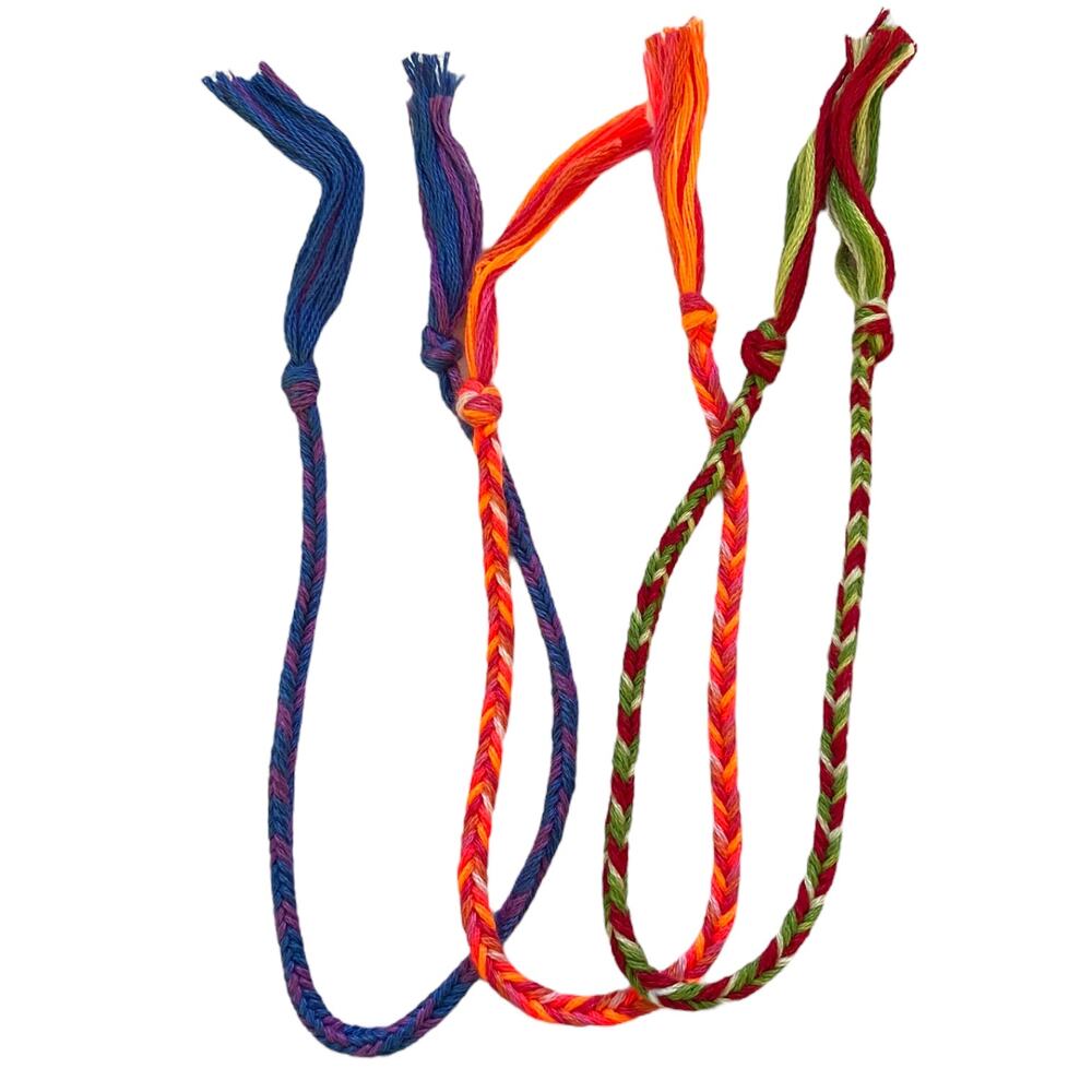 Friendship Bracelets Set Of 3 Handmade Blue Purple Neon Orange Red